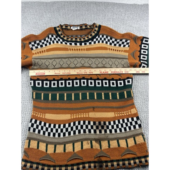 Vintage Arielle Sweater Coogi Style Geometric Knit Earth Tone 3D Knit Womens Med - Picture 13 of 15
